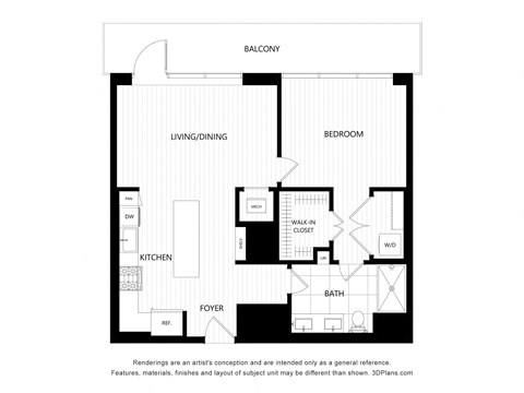 a floor plan of a bedroom apartment with an open floor plan